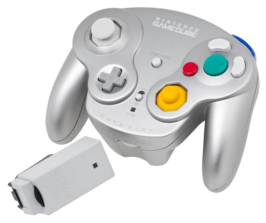 Zilveren GameCube WaveBird met losse ontvanger