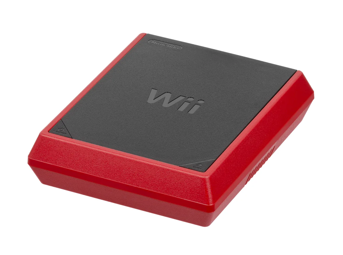 Rode en zwarte Nintendo Wii Mini-console